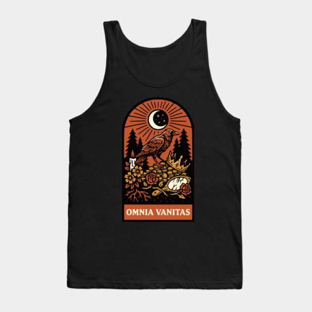 Crowned Crow – “Omnia Vanitas” Gothic Vanitas Art Tank Top by Designed By Marty