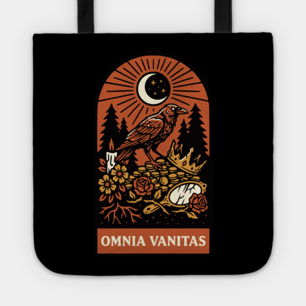 Crowned Crow – “Omnia Vanitas” Gothic Vanitas Art Tote by Designed By Marty