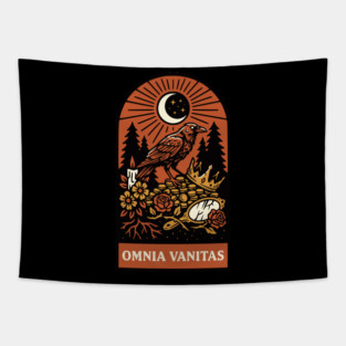 Crowned Crow – “Omnia Vanitas” Gothic Vanitas Art Tapestry