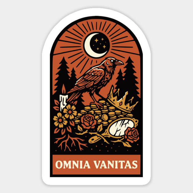Crowned Crow – “Omnia Vanitas” Gothic Vanitas Art Magnet by Designed By Marty