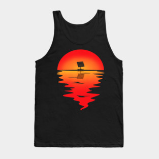 Solar Panel Silhouette Sunset Reflection Renewable Energy Nature Tank Top