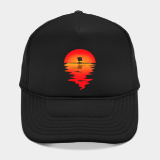 Solar Panel Silhouette Sunset Reflection Renewable Energy Nature Hat