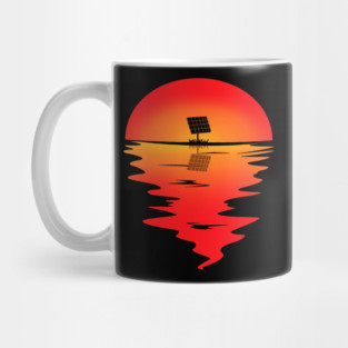 Solar Panel Silhouette Sunset Reflection Renewable Energy Nature Mug