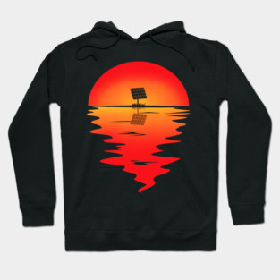 Solar Panel Silhouette Sunset Reflection Renewable Energy Nature Hoodie