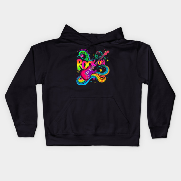 Rock On – Bold Attitude Music & Rebel Energy Design Kids Hoodie by Muhammad Naveed Khan