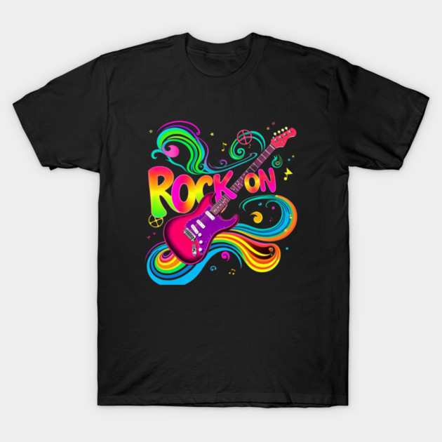 Rock On – Bold Attitude Music & Rebel Energy Design T-Shirt by Muhammad Naveed Khan