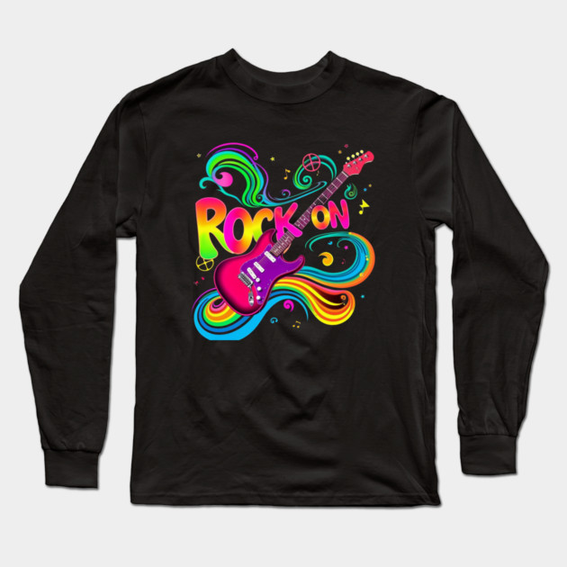 Rock On – Bold Attitude Music & Rebel Energy Design Long Sleeve T-Shirt by Muhammad Naveed Khan