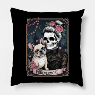 Forevermore Skeleton Bulldog Lovers Pillow