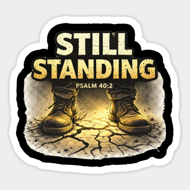 Still Standing Psalm 40:2 Christian Faith Design | Biblical Strength and Perseverance Quote Magnet by Anne Lee