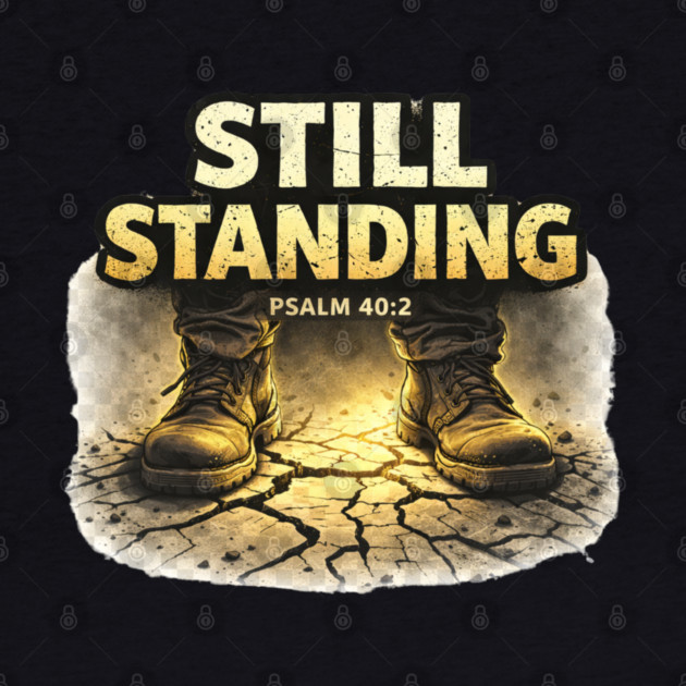 Still Standing Psalm 40:2 Christian Faith Design | Biblical Strength and Perseverance Quote by Anne Lee