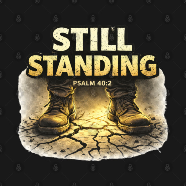 Still Standing Psalm 40:2 Christian Faith Design | Biblical Strength and Perseverance Quote by Anne Lee