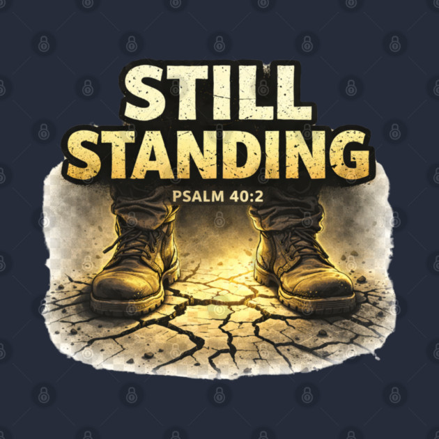 Still Standing Psalm 40:2 Christian Faith Design | Biblical Strength and Perseverance Quote by Anne Lee