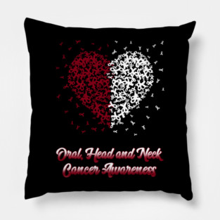 Oral Head and Neck Cancer Awareness Ribbon Heart Support Pillow