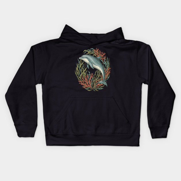 Bottlenose Dolphin Underwater Scene Kids Hoodie by BirdsnStuff