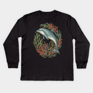 Bottlenose Dolphin Underwater Scene Kids Long Sleeve T-Shirt