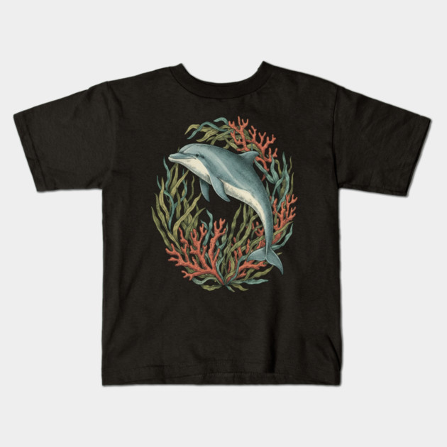 Bottlenose Dolphin Underwater Scene Kids T-Shirt by BirdsnStuff