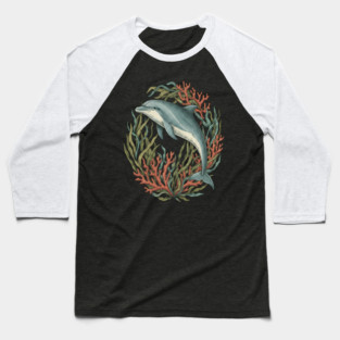 Bottlenose Dolphin Underwater Scene Baseball T-Shirt