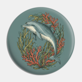 Bottlenose Dolphin Underwater Scene Pin