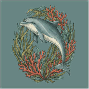 Bottlenose Dolphin Underwater Scene Posters and Art