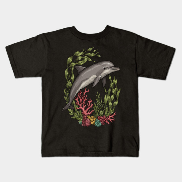 Vintage Marine Bottlenose Dolphin Sea Life Kids T-Shirt by BirdsnStuff