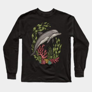 Vintage Marine Bottlenose Dolphin Sea Life Long Sleeve T-Shirt
