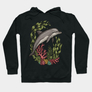 Vintage Marine Bottlenose Dolphin Sea Life Hoodie