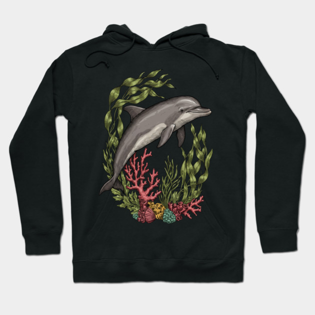 Vintage Marine Bottlenose Dolphin Sea Life Hoodie by BirdsnStuff