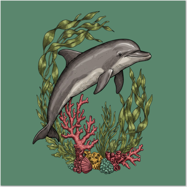 Vintage Marine Bottlenose Dolphin Sea Life Wall Art by BirdsnStuff