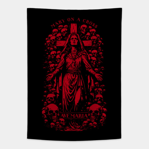 MARY ON A CROSS Tapestry by artslaves