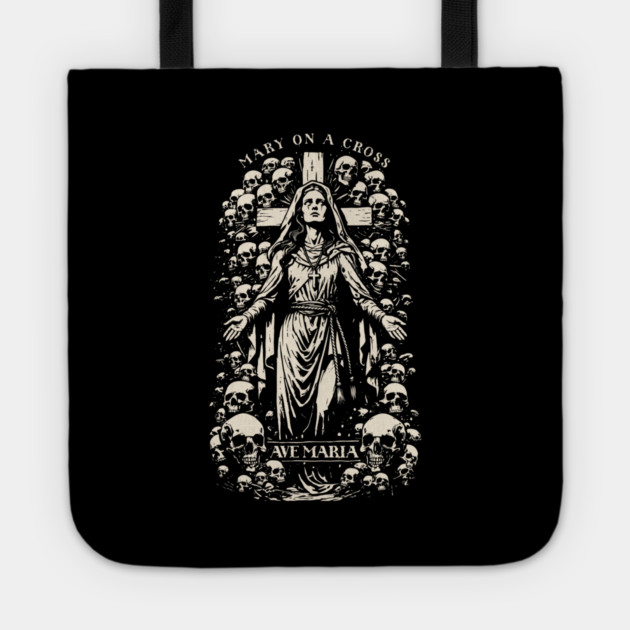 MARY ON A CROSS Tote by artslaves