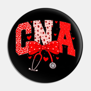 Preppy CNA Nurse Valentine Shirt, Cute CNA Valentine Day Design, Certified Nursing Assistant Love, Nurse Heart Aesthetic Pin