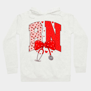 Preppy RN Nurse Valentine Shirt, Cute Registered Nurse Love Design, Nurse Heart Aesthetic, RN Valentine Gift Hoodie