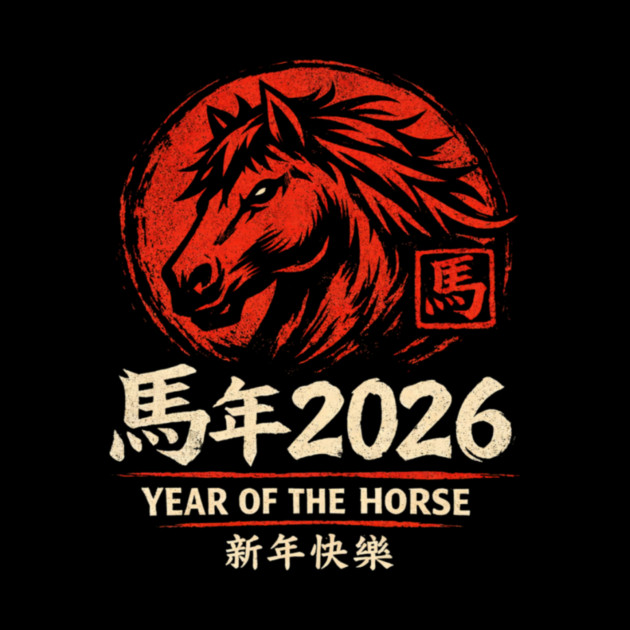 馬年 2026 Year Of The Horse Happy New Year Chinese Zodiac by ArtistTee ⭐⭐⭐⭐⭐