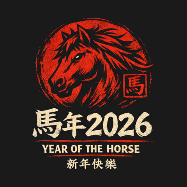 馬年 2026 Year Of The Horse Happy New Year Chinese Zodiac by ArtistTee ⭐⭐⭐⭐⭐