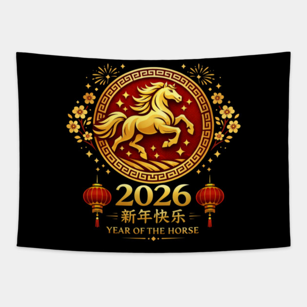 2026 Year Of The Horse Chinese New Year Lunar New Year Tapestry by ArtistTee ⭐⭐⭐⭐⭐
