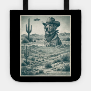 Cowboy Dog Desert Landscape Funny Western Tote