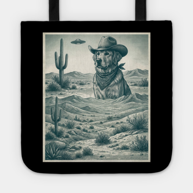 Cowboy Dog Desert Landscape Funny Western Tote by ArtistTee ⭐⭐⭐⭐⭐
