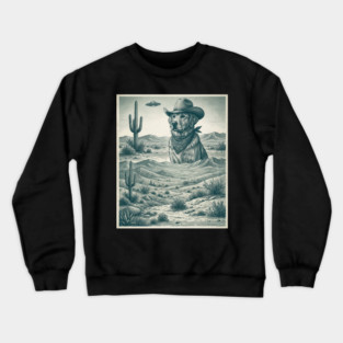 Cowboy Dog Desert Landscape Funny Western Crewneck Sweatshirt