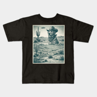 Cowboy Dog Desert Landscape Funny Western Kids T-Shirt