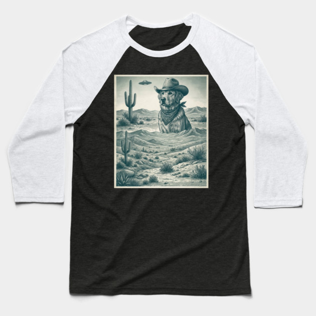 Cowboy Dog Desert Landscape Funny Western Baseball T-Shirt by ArtistTee ⭐⭐⭐⭐⭐
