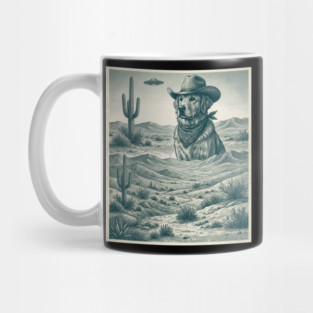 Cowboy Dog Desert Landscape Funny Western Mug