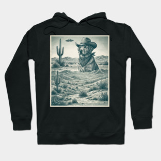 Cowboy Dog Desert Landscape Funny Western Hoodie
