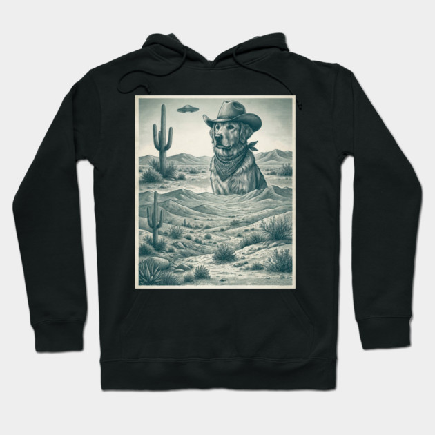 Cowboy Dog Desert Landscape Funny Western Hoodie by ArtistTee ⭐⭐⭐⭐⭐