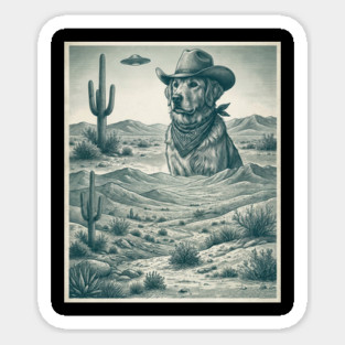 Cowboy Dog Desert Landscape Funny Western Magnet