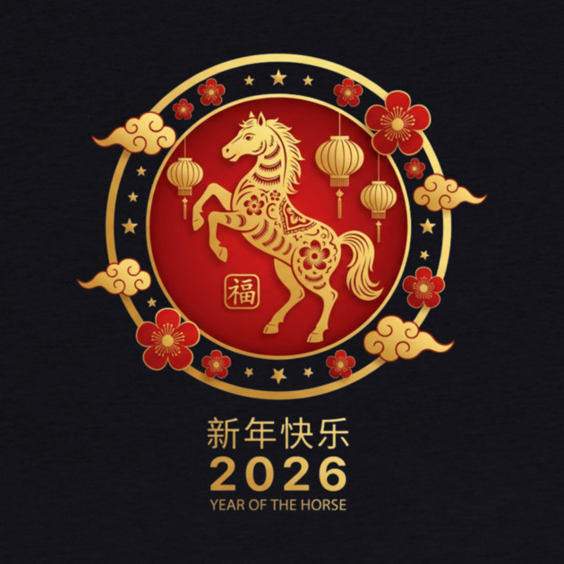 新年快乐 2026 Year Of The Horse Chinese New Year by ArtistTee ⭐⭐⭐⭐⭐