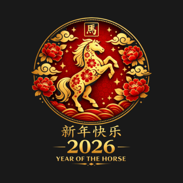 Happy New Year 2026 Year of the Horse Chinese New Year by ArtistTee ⭐⭐⭐⭐⭐