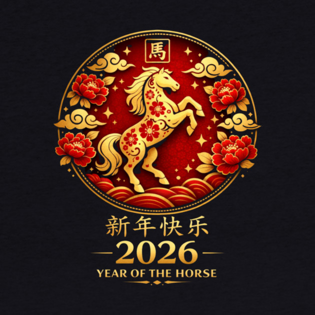 Happy New Year 2026 Year of the Horse Chinese New Year by ArtistTee ⭐⭐⭐⭐⭐