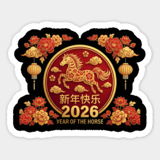 新年快乐 2026 Year Of The Horse Chinese New Year Magnet