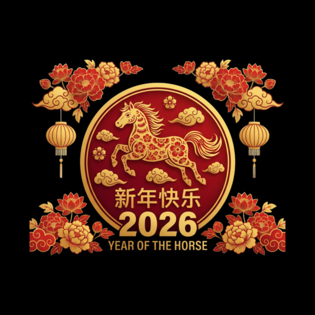 新年快乐 2026 Year Of The Horse Chinese New Year by ArtistTee ⭐⭐⭐⭐⭐
