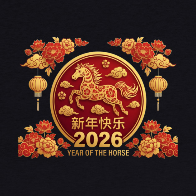 新年快乐 2026 Year Of The Horse Chinese New Year by ArtistTee ⭐⭐⭐⭐⭐